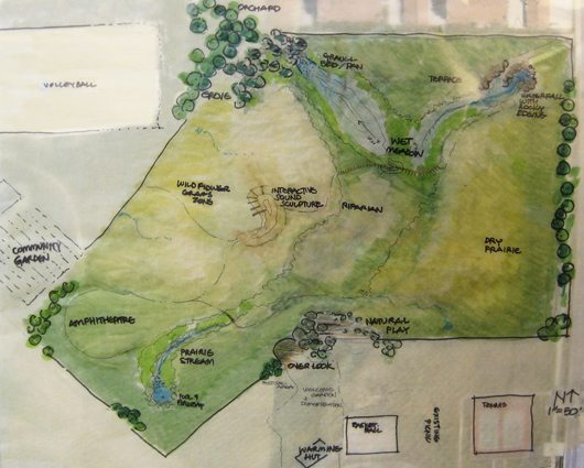 The Fargo Project schematic plan, Jackie Brookner and Nicole Crutchfield, 2012.