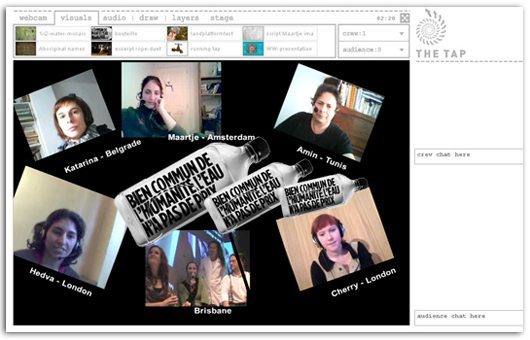 A presentation on the Tap in  'crew view' with 6 webcams and media - screen capture